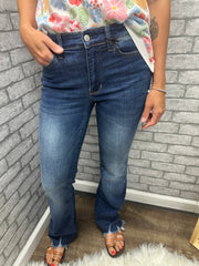 Mid Rise Judy Blue Raw Hem Bootcut