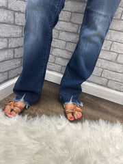 Mid Rise Judy Blue Raw Hem Bootcut