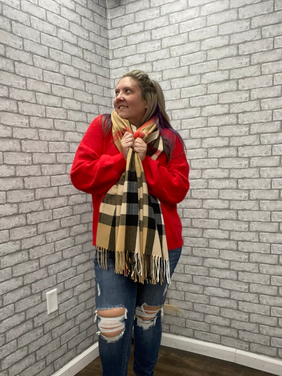 Plaid Fringe Scarf