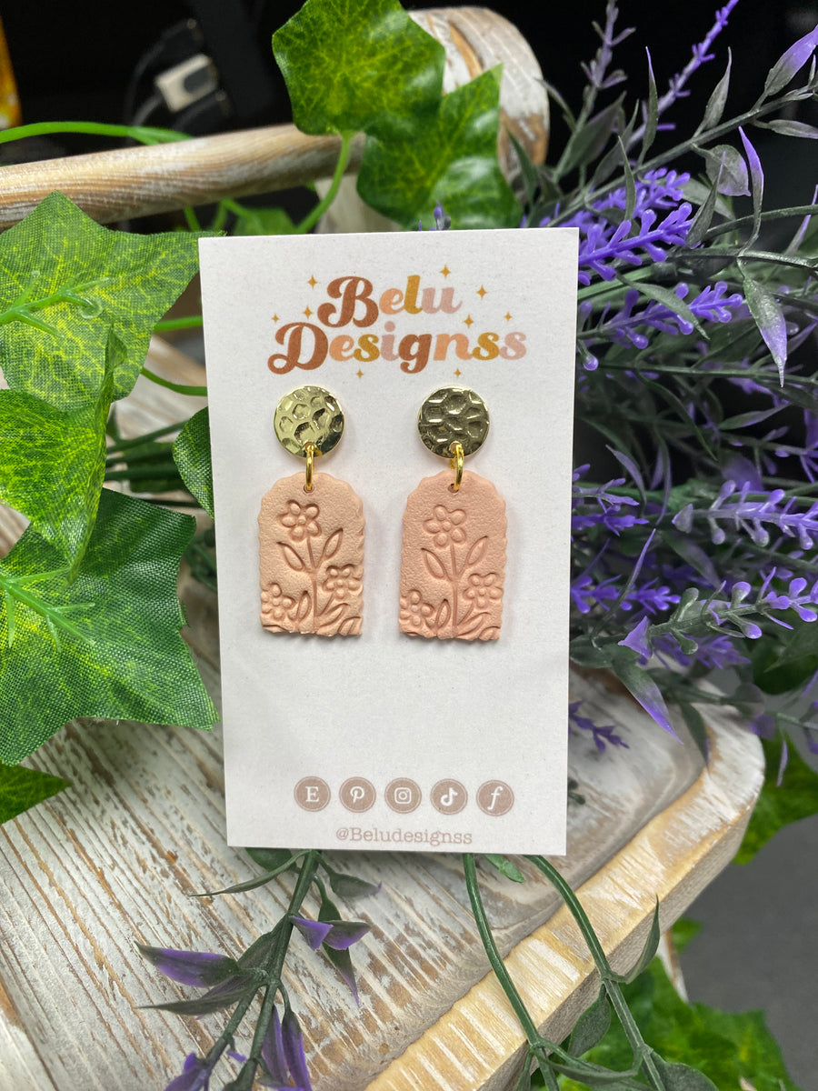 Peach Flower Arch Earrings
