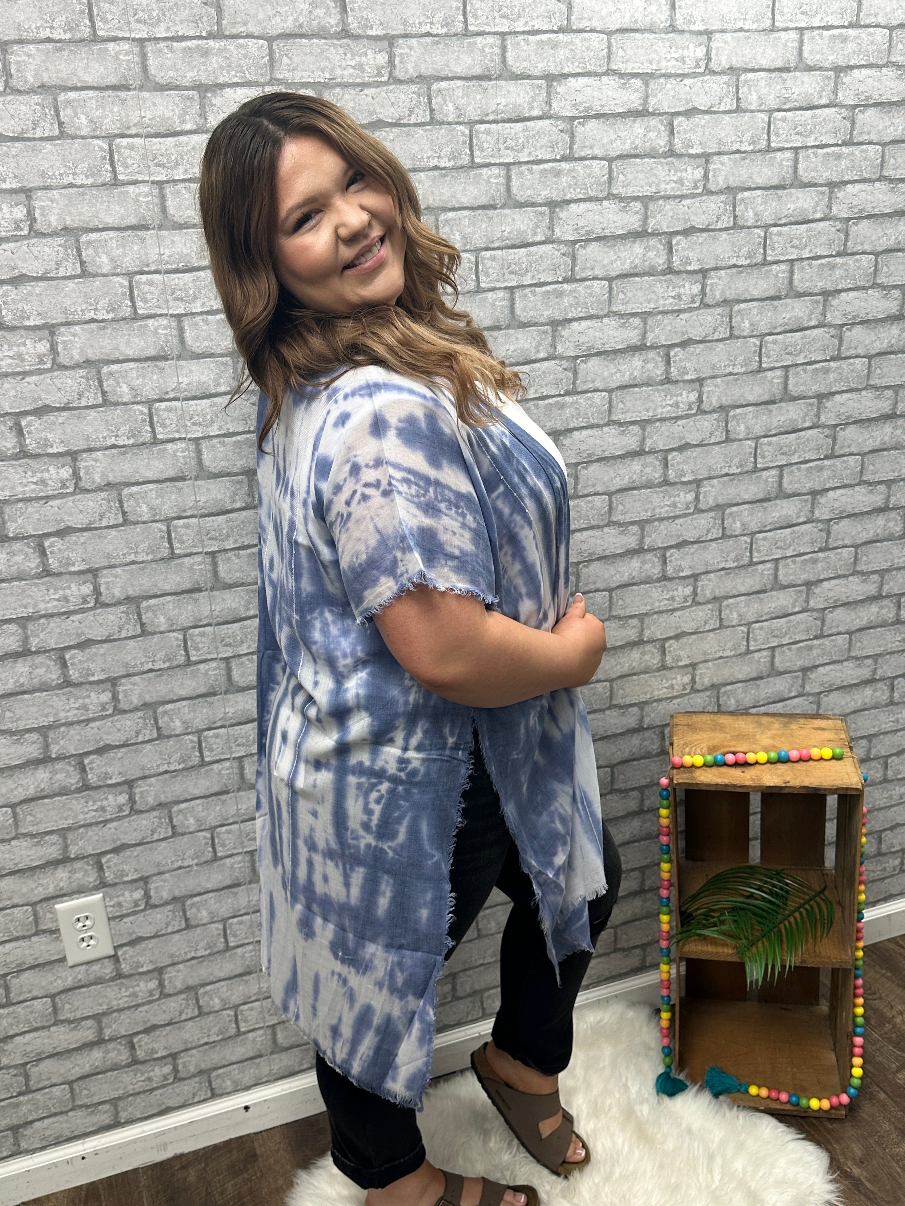Tie Dye Blue Kimono