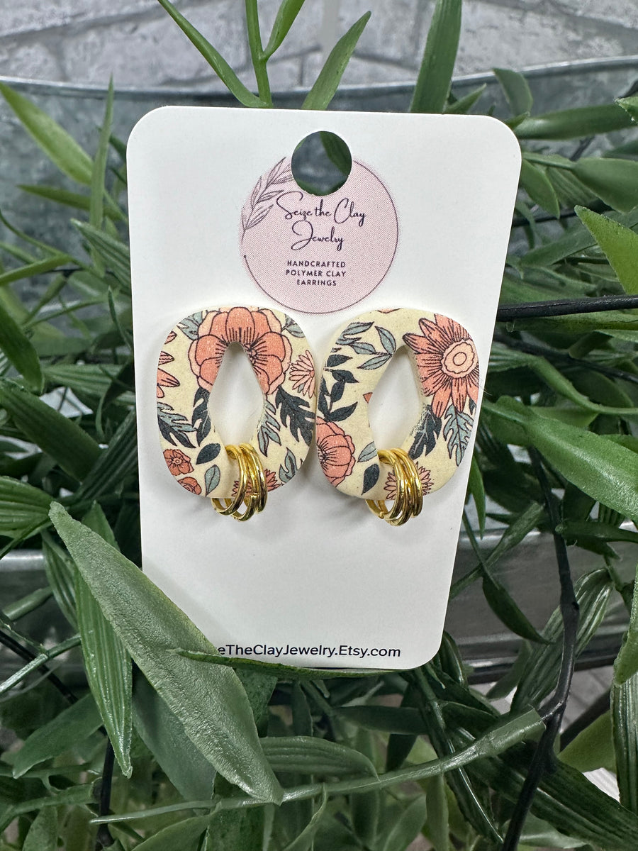 Peach Floral Handmade Earring
