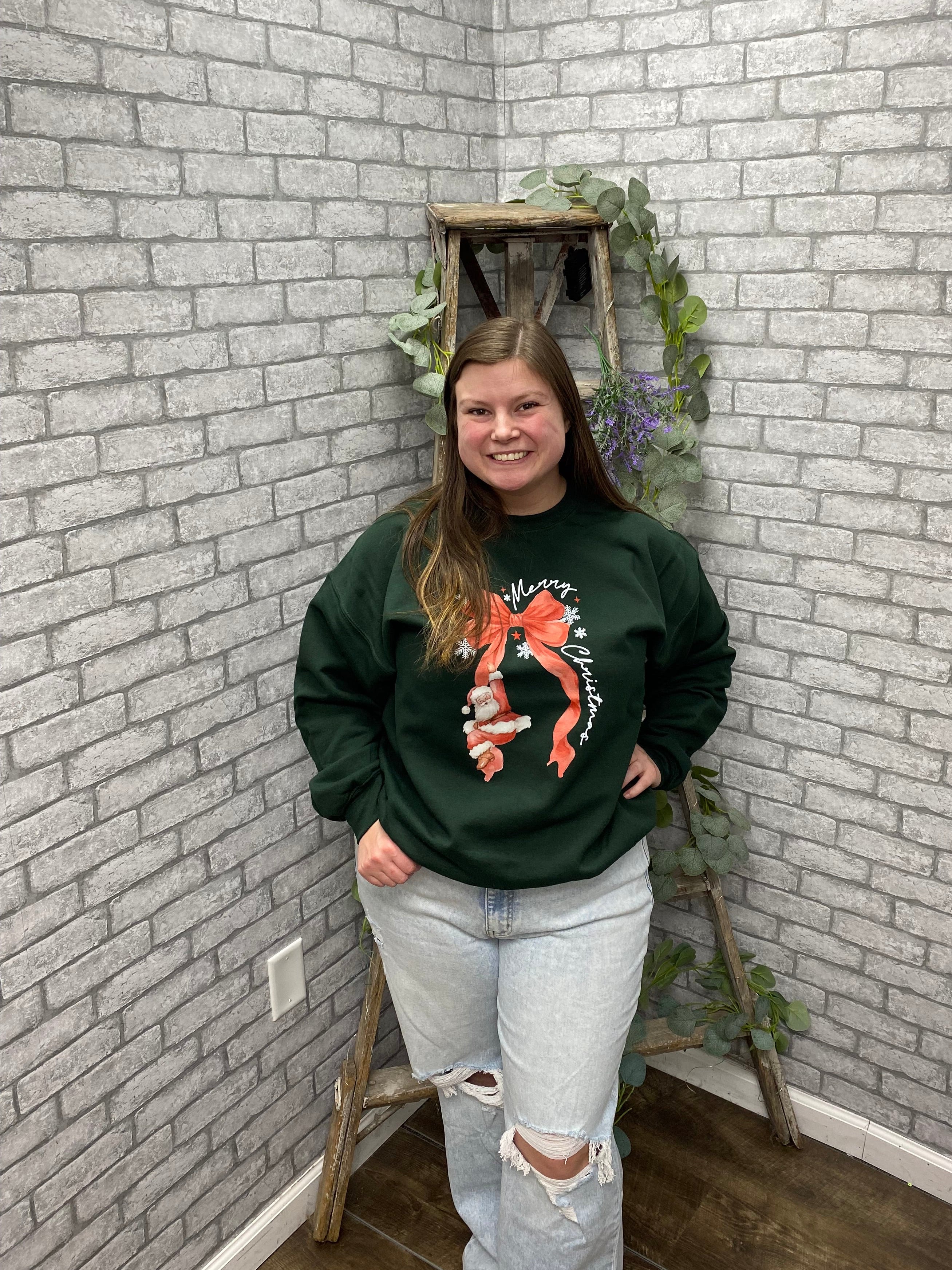 Santa Bow Sweatshirt