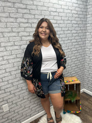 Black Floral Kimono