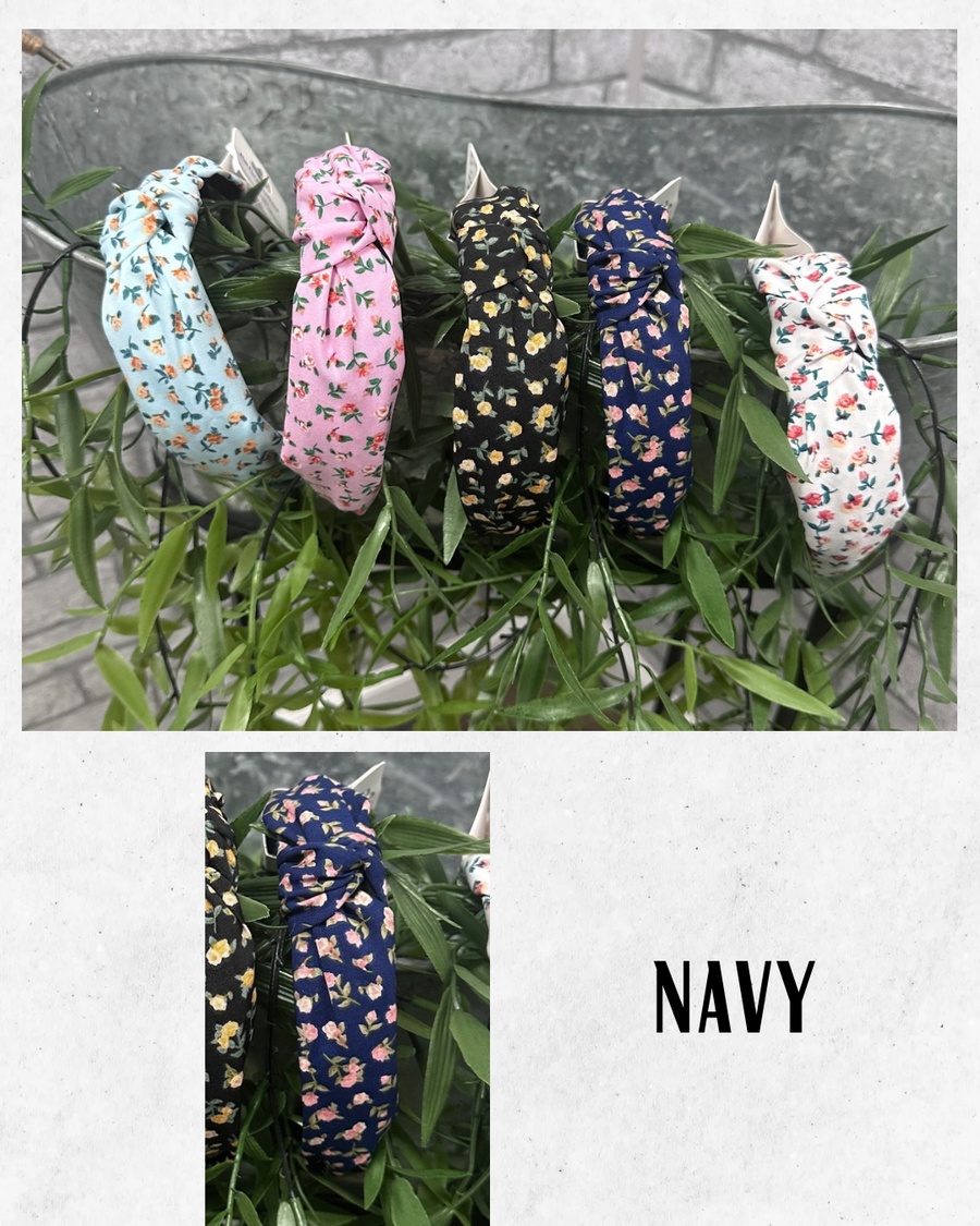 Navy Floral Headband