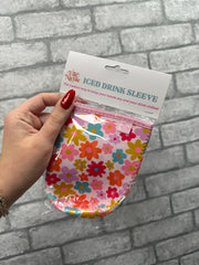 LARGE Pink Floral Coffee Koozie